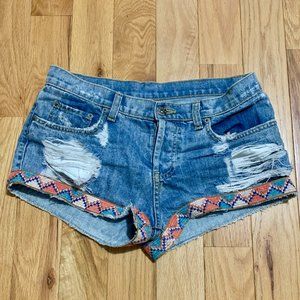 LF Stores Carmar Embroidered Denim Shorts
